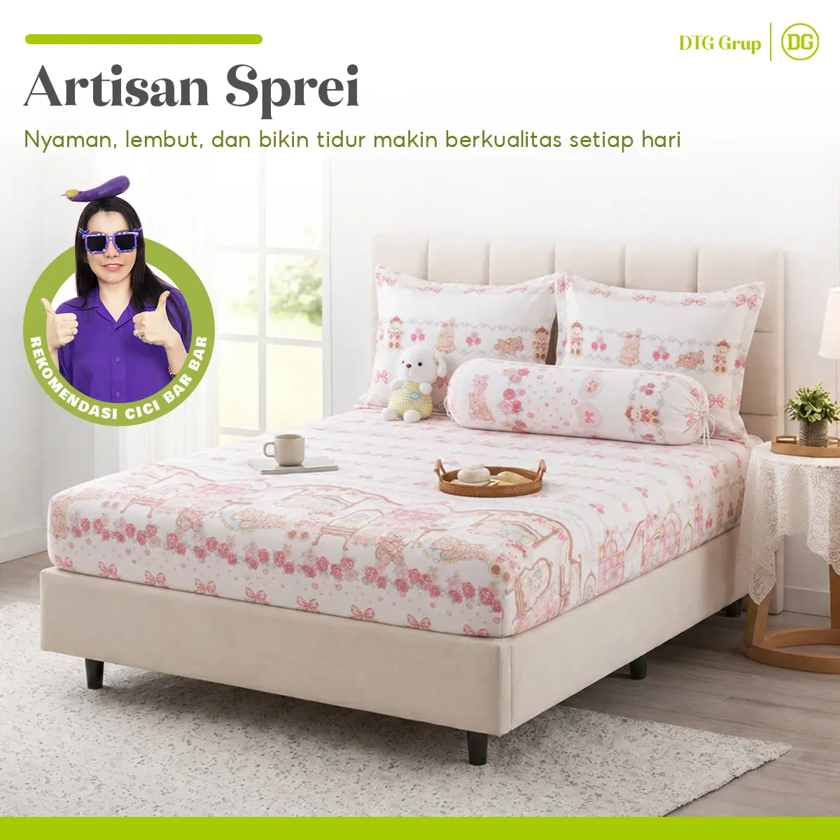 CICIBARBAR Sprei Set Sarung Bantal & Guling ARTISAN SERIES Full Karet Motif Cantik Lucu Bahan Adem Halus Nyaman Untuk Kamar Estetik - DTG GRUP