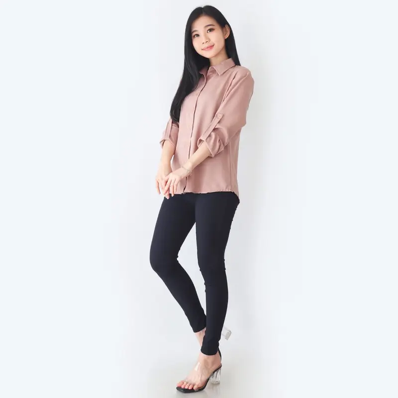 KEMEJA AUREL Basic Fit Panjang Wanita Katun Tangan viral 4