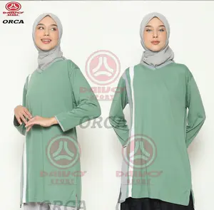 atasan olahraga muslimah tunik wanita/baju kaos olahraga muslim/baju olahraga muslimah tunik wanita Panjang Sport Hitam Celana