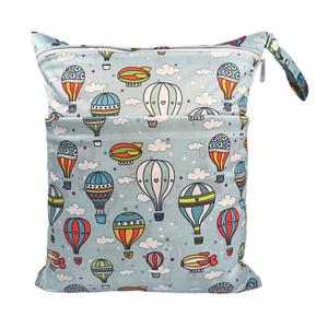 Waterproof Wet Bag for Baby Cloth Diapers Reusable Washable Wet Dry Bag with Two Zippered Pockets Travel Gym Bag