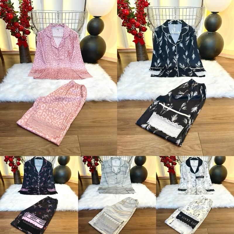 LATIN REN SPK (1-2-3-4-5)(45-85kg) - Pijama latin lụa mịn thiết kế phối ren với hoạ tiết dễ thương sang trọng, có tay ngắn tay dài, đủ size 45-85kg Nữ Women Quần Ngủ