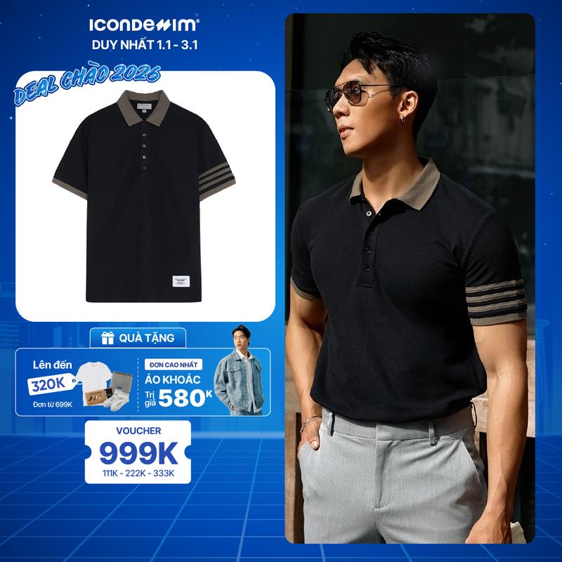  Áo Polo Nam ICONDENIM Phối Viền Tay Impressive Prospect Form Regular PLID0145 