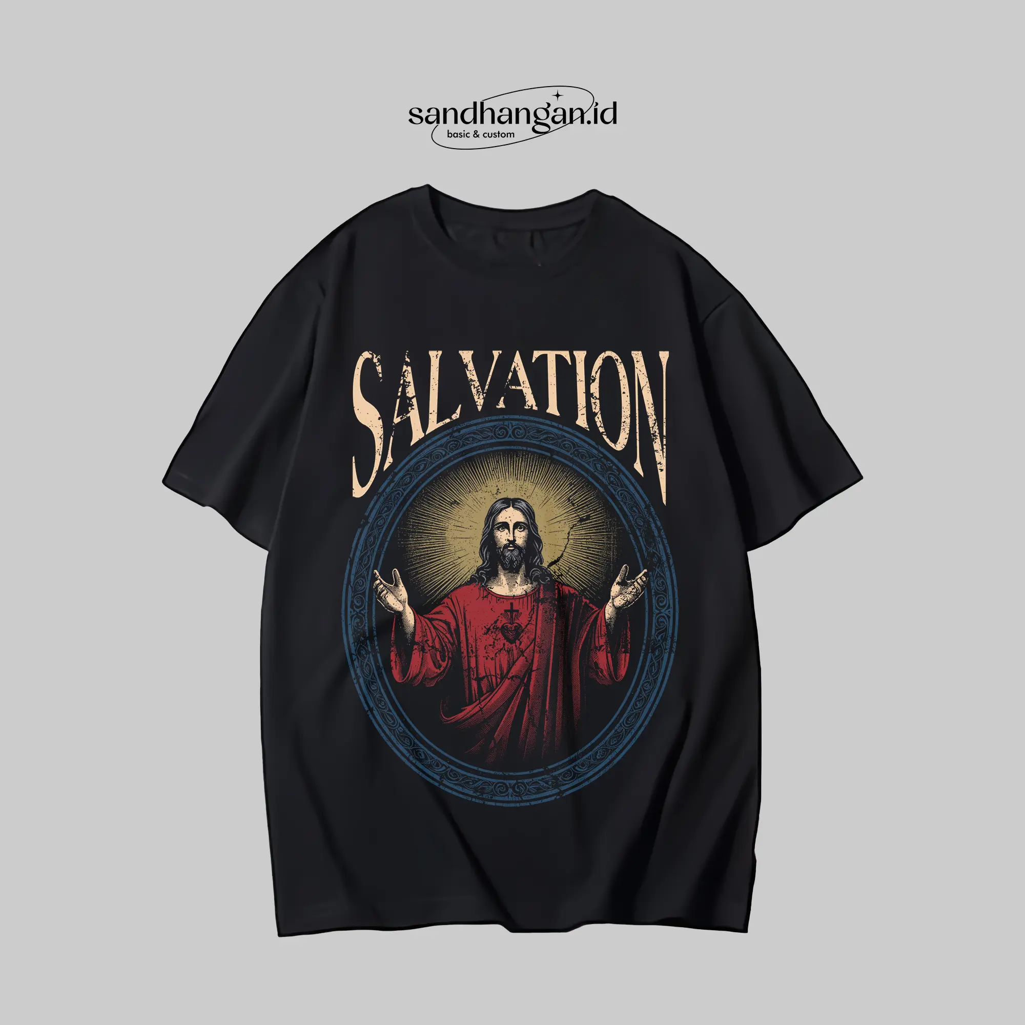 KAOS SALVATION YESUS ROHANI KRISTEN KATOLIK HITAM KATUN DISTRO