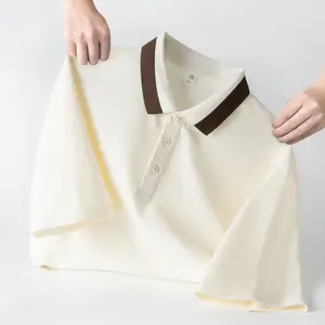 Kemeja Polo Pria Warna Solid Kemeja Kerah Berdiri Mode Kelas Atas luxurious