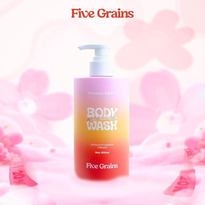 I Sữa tắm Cao cấp Five Grains giúp dưỡng trắng da Niacinamide lưu hương nước hoa 500ML phiên bản nâng cấp Dưỡng Da Body - A04
