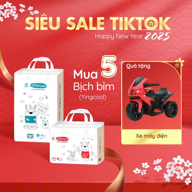 [ Tặng Xe Máy Điện -Combo 5b] Bỉm YINGCOOL Size /SD60/MD56/MQ50/L4NB648/XL44/XXL42/XXXL40 Bỉm