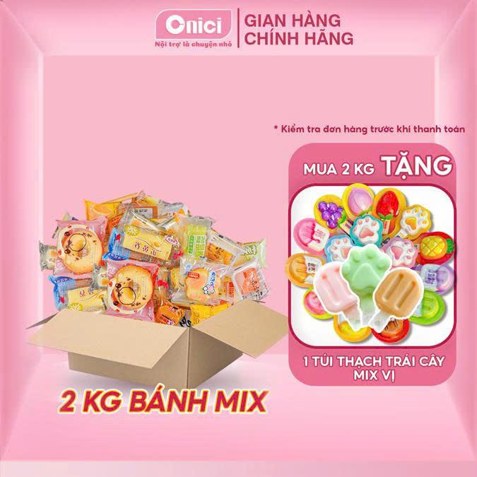 Box mix đủ vị 2 kí khoảng 25-33 bánh nhiều loại: bánh sữa chua bánh trứng chảy bánh gongto bánh sandwich nhân kem,...
