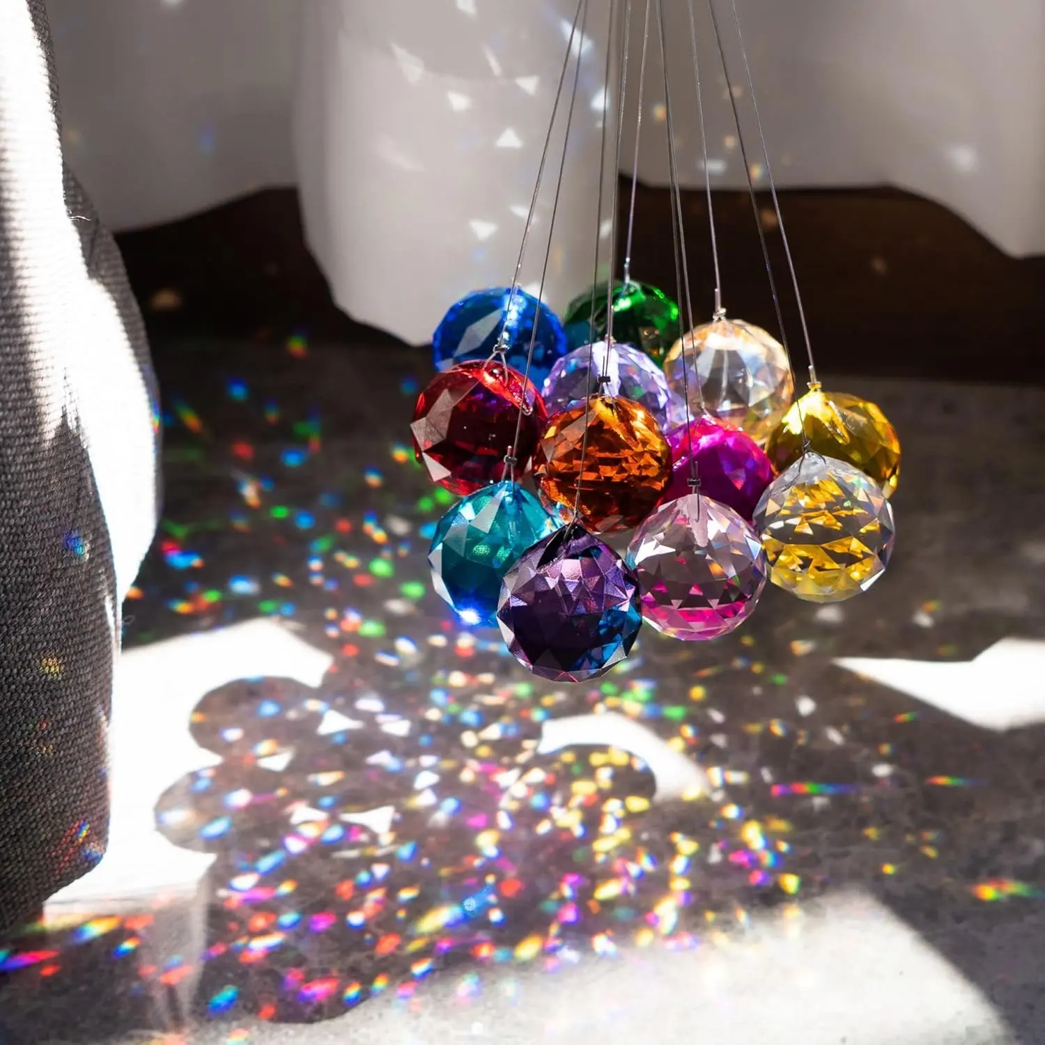 Crystalsuncatcher 30mm Vintage Feng Shui Faceted Decorating Crystal Ball Prism Pendant Suncatcher Multi-Color Christmas Hanging Pendant Suncatcher 12pcs Gift Ornaments