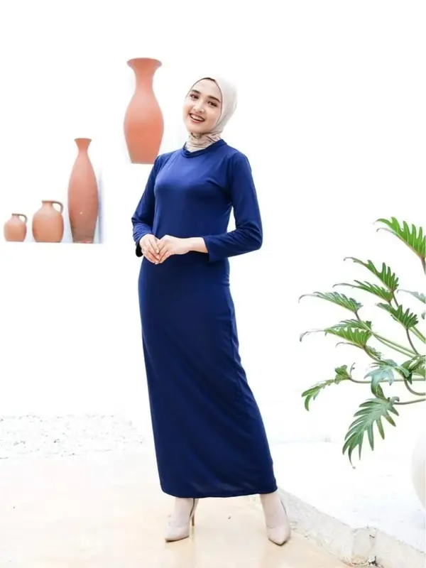 MANSET GAMIS LENGAN PANJANG BAHAN SPANDEK - DALAMAN KAFTAN - INNER DRESS TERUSAN LENGAN PANJANG 2
