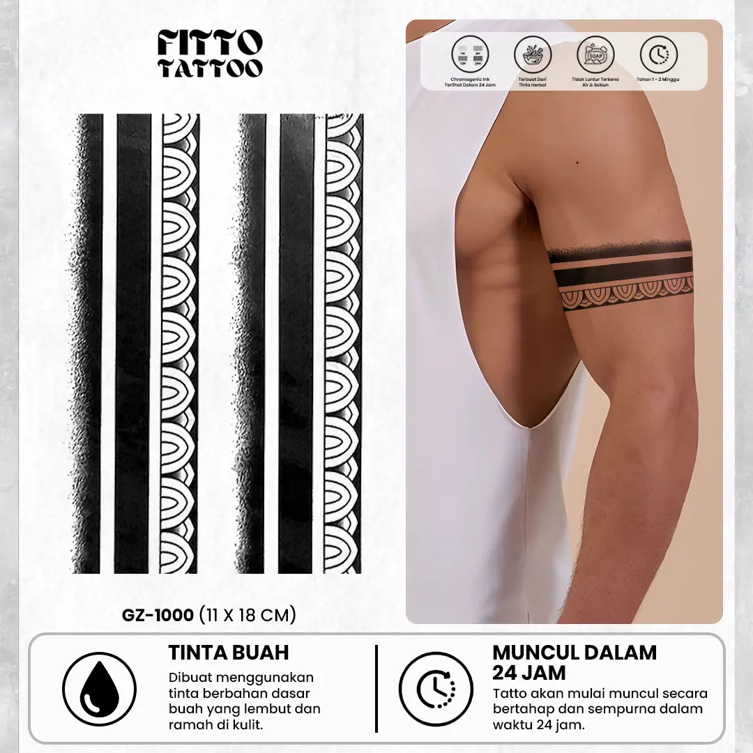 Tato Temporer Semi Permanen Garis Polos Tatto Fruit Ink Garis Lengan Premium Tahan 1-2 Minggu