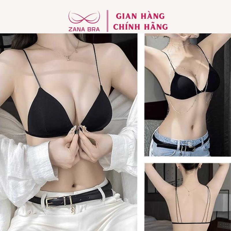 Áo Bra Nữ 2 Dây, Áo Ngực Không Gọng Mút Mỏng Cài Trước, Bra Thun Co Dãn ZANA BRA B2099 Women Nhung Kem áo tạo khe và nâng