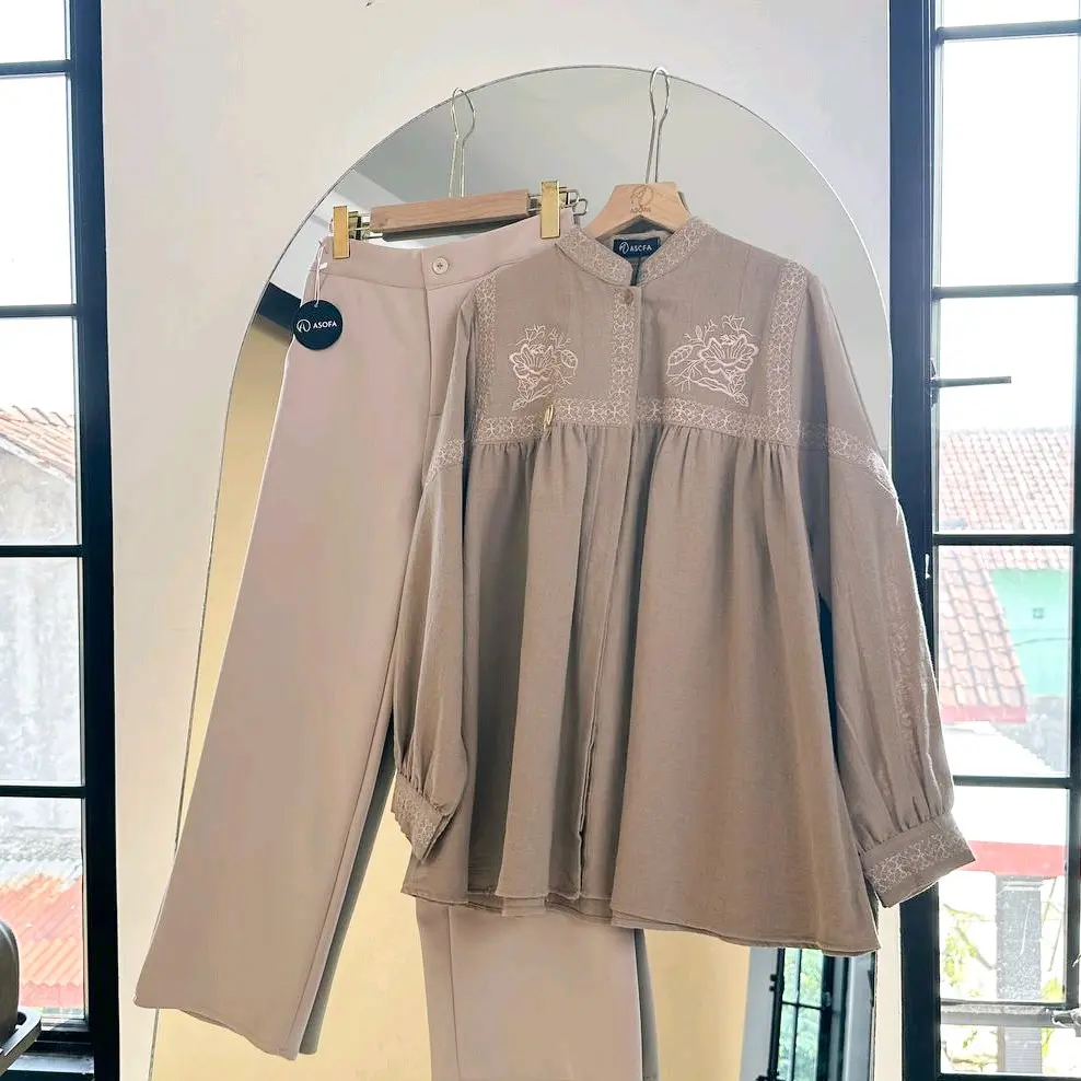 Asofa Revania Setelan Blouse Bordir Busui