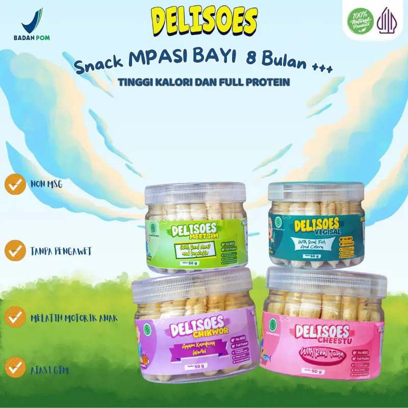 DELISOES Snack Bayi 8 Bulan Sampai  12 Bulan Snack Bayi MPASI Tekstur Puff - 50g paket  snack  mpasi  bayi  6  bulan