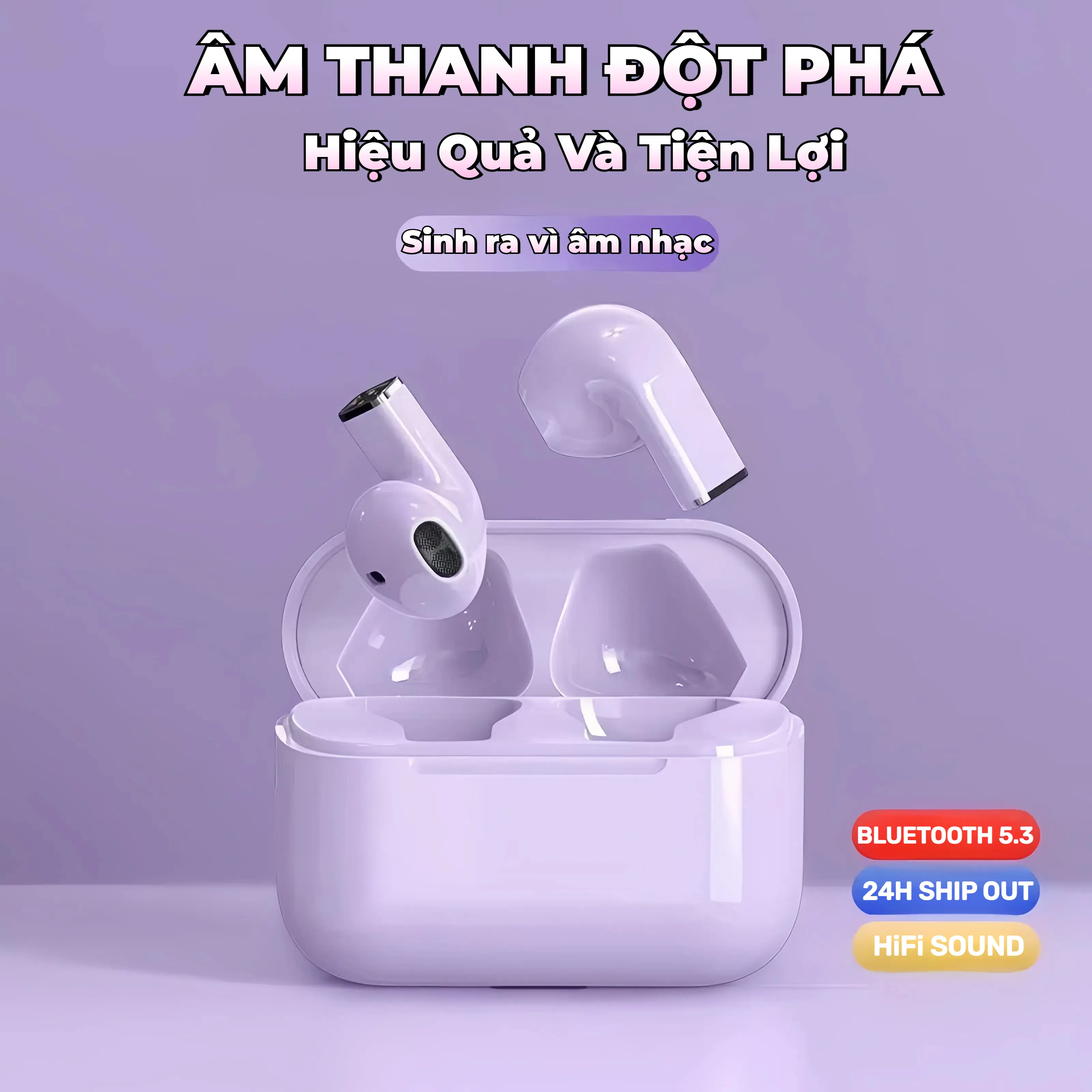 Tai Nghe PRO5S [2 Quà tặng] 1 Nhãn dán hoạt hình+1 Bao tay chơi game, Âm thanh nổi mức HiFi,Micrô tích hợp, Chống nước iPX5, Điều khiển cảm ứng, Khử tiếng ồn cho iPhone và Andriod | BigBuy360 - bigbuy360.vn