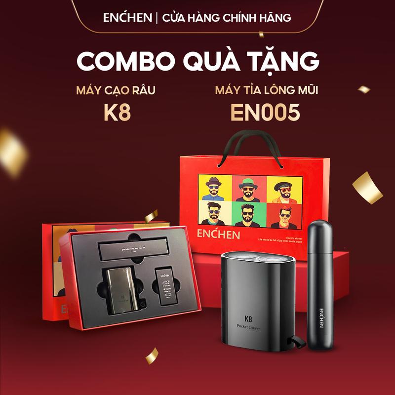 Set quà tặng NOEL máy cạo râu Enchen K8 & máy tỉa lông mũi EN005 hộp quà kèm túi xách quà tặng giáng sinh quà tặng bạn trai quà tặng chồng quà sinh nhật