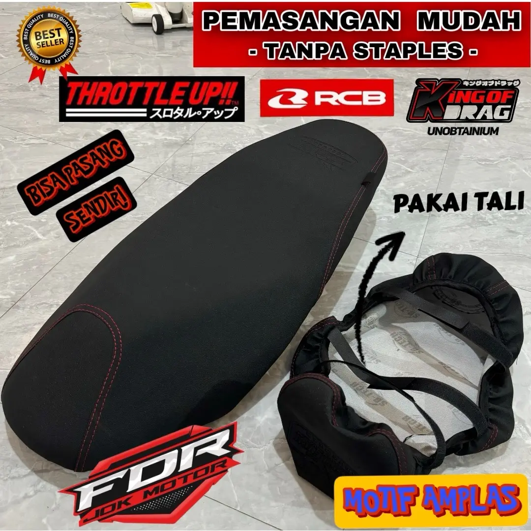COVER JOK MOTOR PELINDUNG MOTIF AMPLAS ( PAKAI TALI ) BISA PASANG SENDIRI Karet karpet cover  jok
