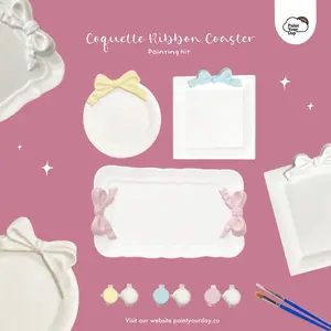 PART 3 | Ribbon Coquette Paket Melukis Gypsum Tray Clay | PaintYourDay | 2 Cat Akrilik | 2 kuas
