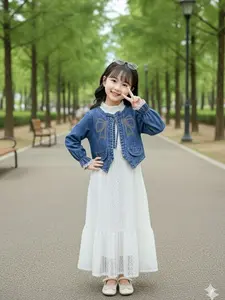 Gamis Daisy Rompi Jeans  Pita Mix Tila Anak Muslimah Kekinian Usia 3 - 10 Tahun Gamis Kekinian Lengan Panjang Baju Muslim Anak Perempuan Gams Lebaran Anak Perempuan Terbaru 2026