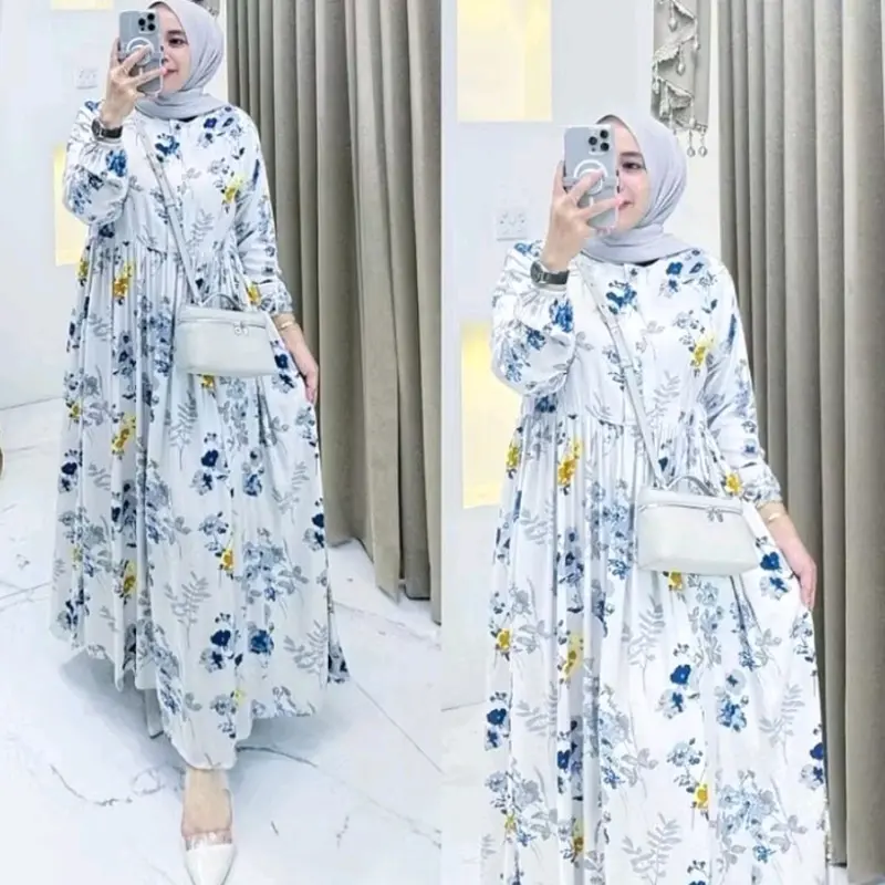 Kolinda MIDIA gamis kalana kolinda motif Bunga Muslim Dress Rayon 4
