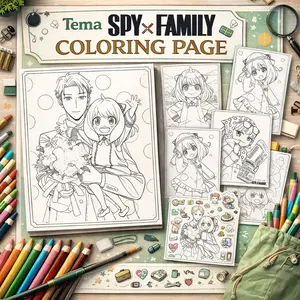 20 LEMBAR KERTAS MEWARNAI UKURAN  A5 & A4 - TEMA ANYA "SPY X FAMILY"