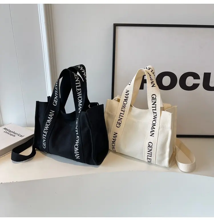 Women's printed canvas bag, tote with zipper, small scale, oblique shoulder bag in fashion, shopping sling bag for women Totebag bags