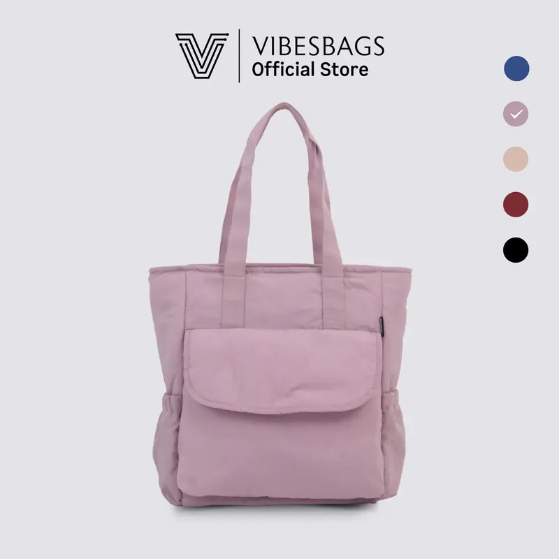 Vibesbags Totepack Vallan Kain Nylon Premium Tote Bag Wanita 16 Inch dengan Resleting 0