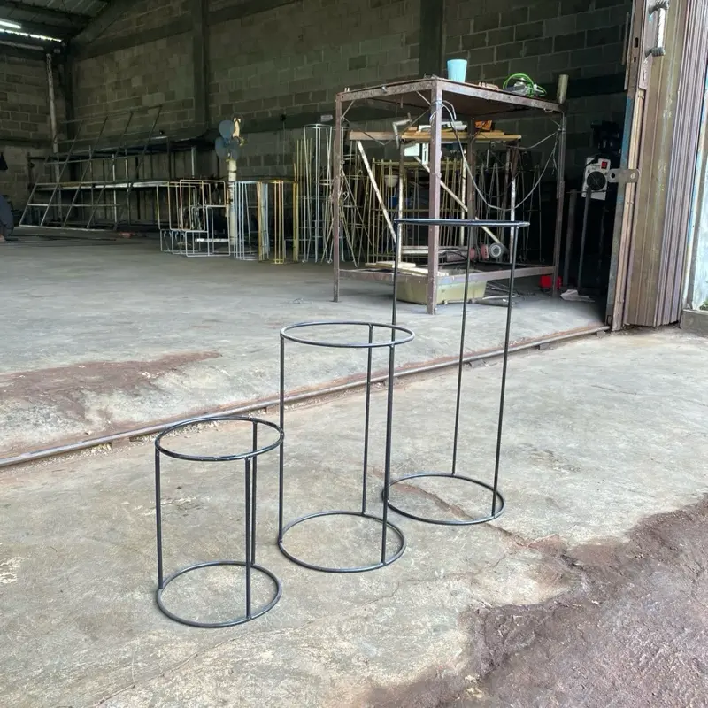 TERMURAH ! Harga 1 Set ( 3 pcs ) Standing Pot Bunga Tanaman Bulat 3in1 !! Bahan Besi SNI 3