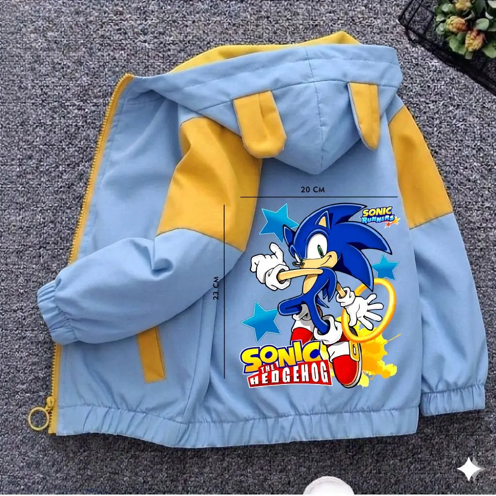 Jaket Hoodie Anak Laki-laki Bergambar SONIC TERBARU KEREN dengan Desain Warna Biru dan Kuning Fashion