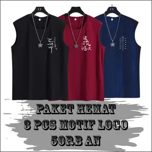 PAKET SINGLET ISI 3 PCS 50RB / LEKBONG PRIA MOTIF LOGO TRENDY