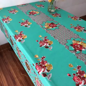 Kualitas Tinggi Taplak meja Tahan Air Pola Emas 3D Bunga PVC Taplak Meja