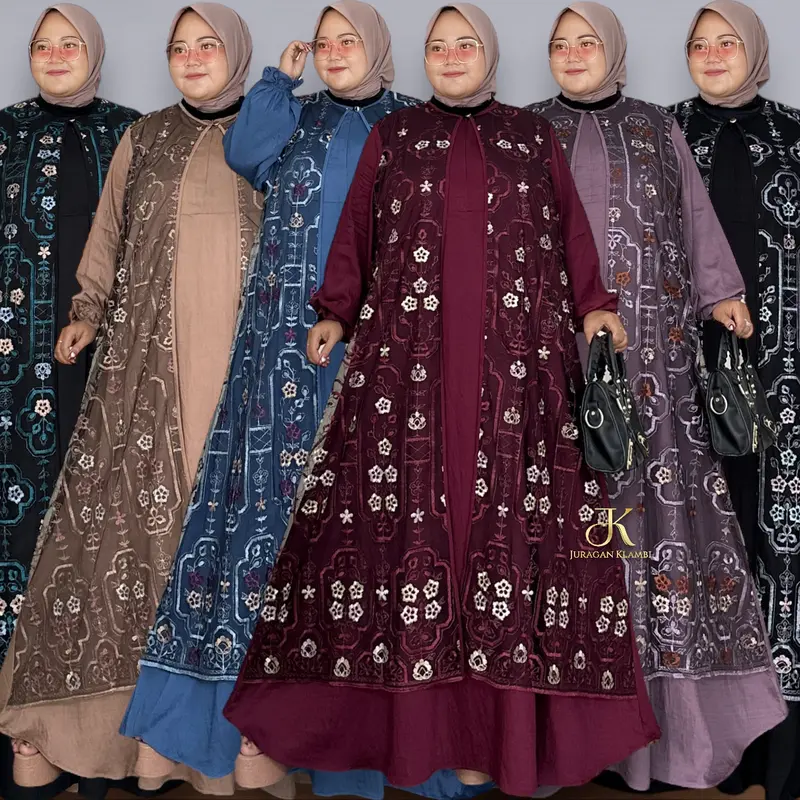 Gamis Brukat Tille Pololinen Jumbo LD 140+ Estimasi BB 70-120KG++ Kondangan Lebaran Mewah Free Bros | Juragan Klambi Muslim Wanita Maxi 6
