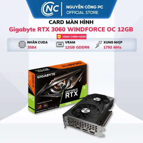 Card màn hình VGA Gigabyte WINDFORCE RTX 3050 6GB OC V2 / 3060 OC 12GB - BH 36 Tháng