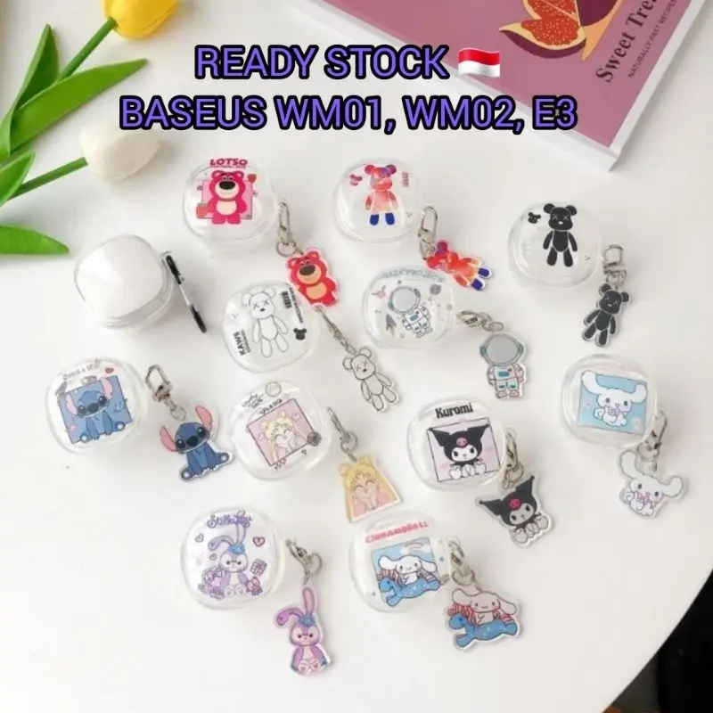 ST- [????-] Cover pelindung Baseus Encok WM01 WM02 WM 02 wm 01 BOWIE E3 with keychain casing earphone tws 1