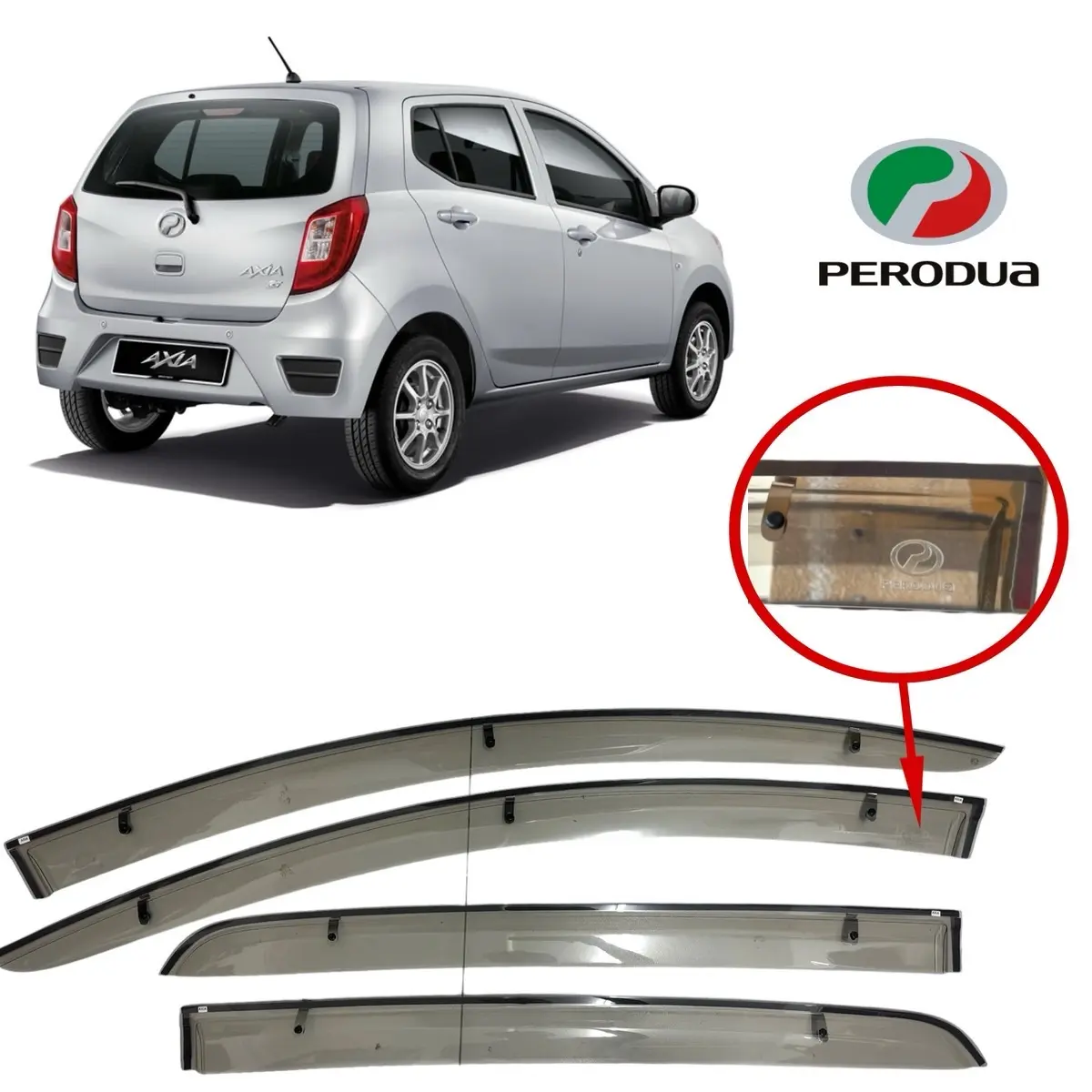 Doorvisor Perodua Axia First Model Smoke & Cromax Siap Clip