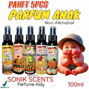 Paket 5pcs Parfum Kidy 100ml Parfum Anak Non Alkhohol Bpom Perfume Mengandung Skin Nice Niacinamide dan Castor Oil Membantu Melembutkan Kulit serta Membantu Mencegah Iritasi Kulit Anak Wangi Anggur Banana Mango Vanila Wanginya