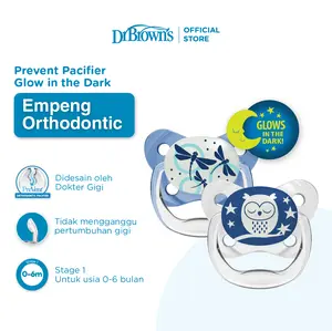 Dr. Brown's PreVent Glow in the Dark BUTTERFLY SHIELD Pacifier - Empeng Bayi - Dot Bayi - Empeng Anak - Dot Anak