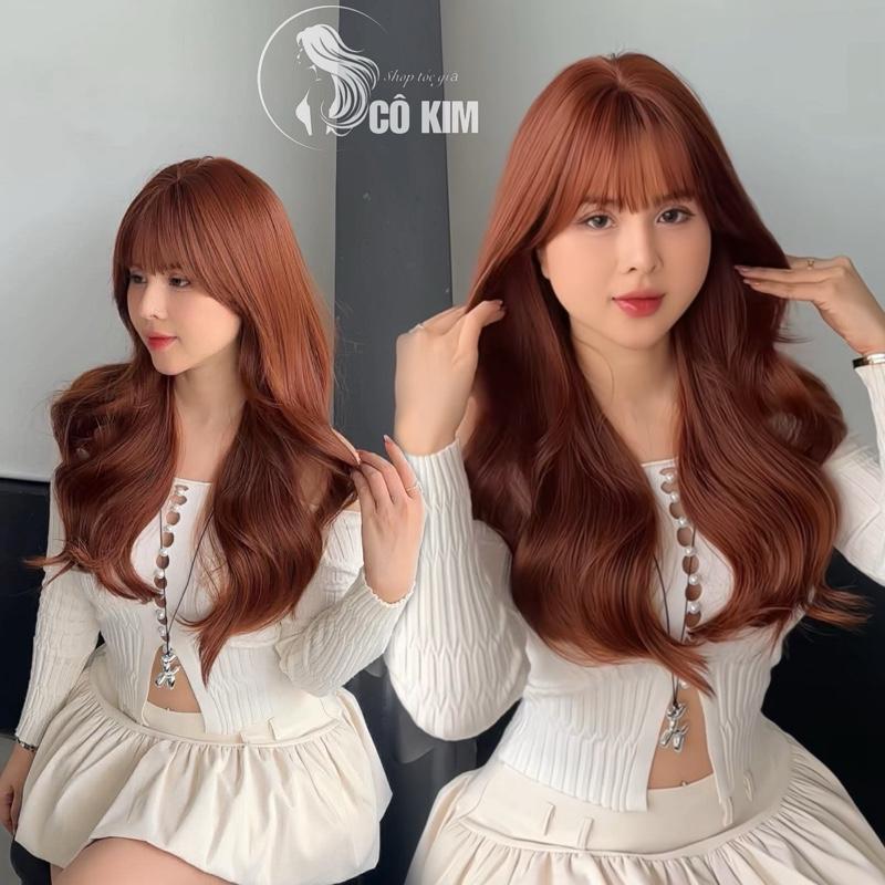  HK32 > Tóc bộ cả đầu dáng XOĂN SÓNG 50cm có mái   khách kéo sang phải xem kỹ hướng dẫn ạ   