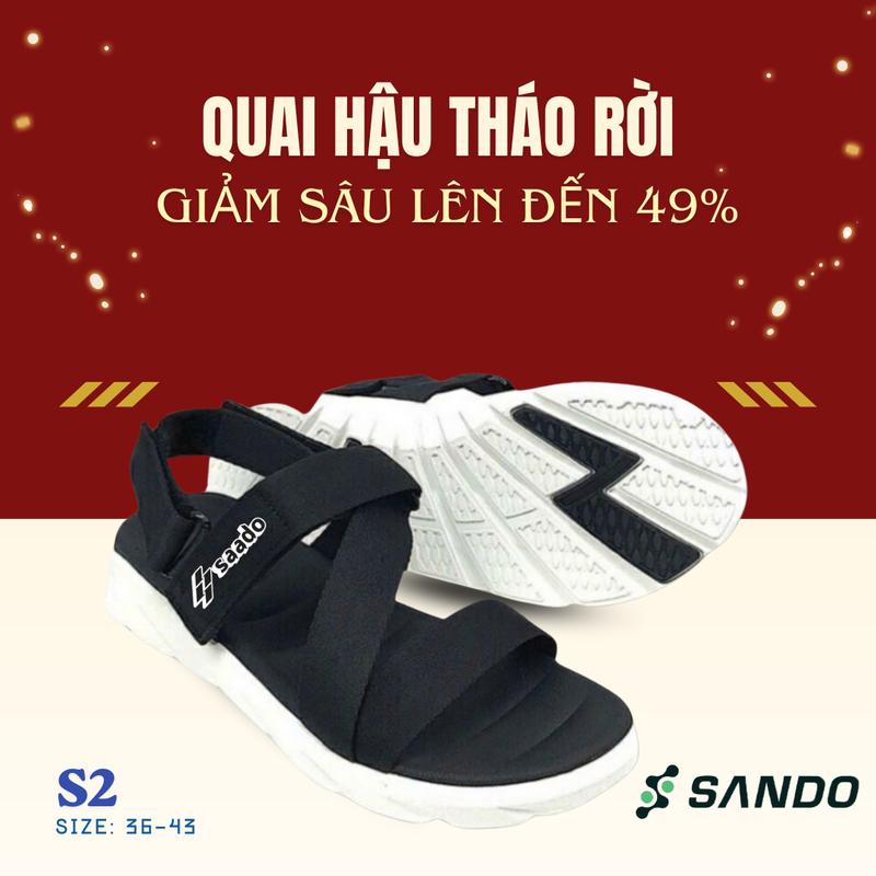 SAADO Giày Quai Hậu Sandal S2 Màu Đen Đế Trắng Nam Nữ Thời Trang Size 36-43 Siêu Nhẹ Đế Phylon Cao Su Chống Trơn Trượt Hot Trendy