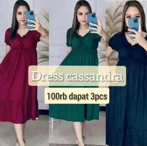 [PROMO] Dress casandra serut viral 100rb dapat 3pcs Daster Nyaman