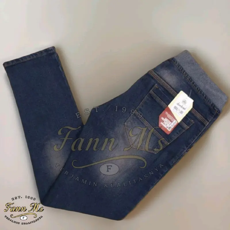 Celana Jeans Pria Kekinian – Bahan Adem Pinggang Karet & Harga Terbaik -  Slim Fit Tebal 6