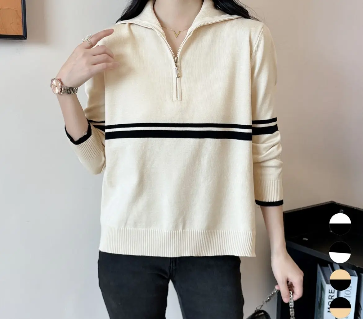 Blouse Rajut Zipper Knit Wanita Korean Style Premium Atasan Sweater Knitwear