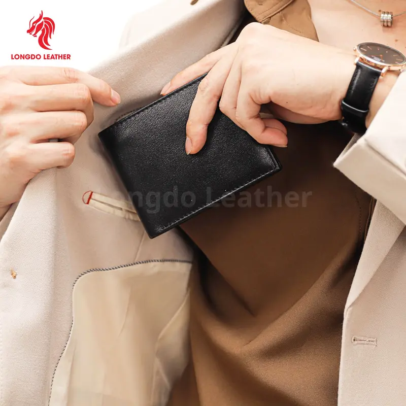 B11 - Bóp da nam da bò thật màu xanh lá, ví ngang gập đôi thương hiệu Longdo Leather - Bảo hành 5 năm 8