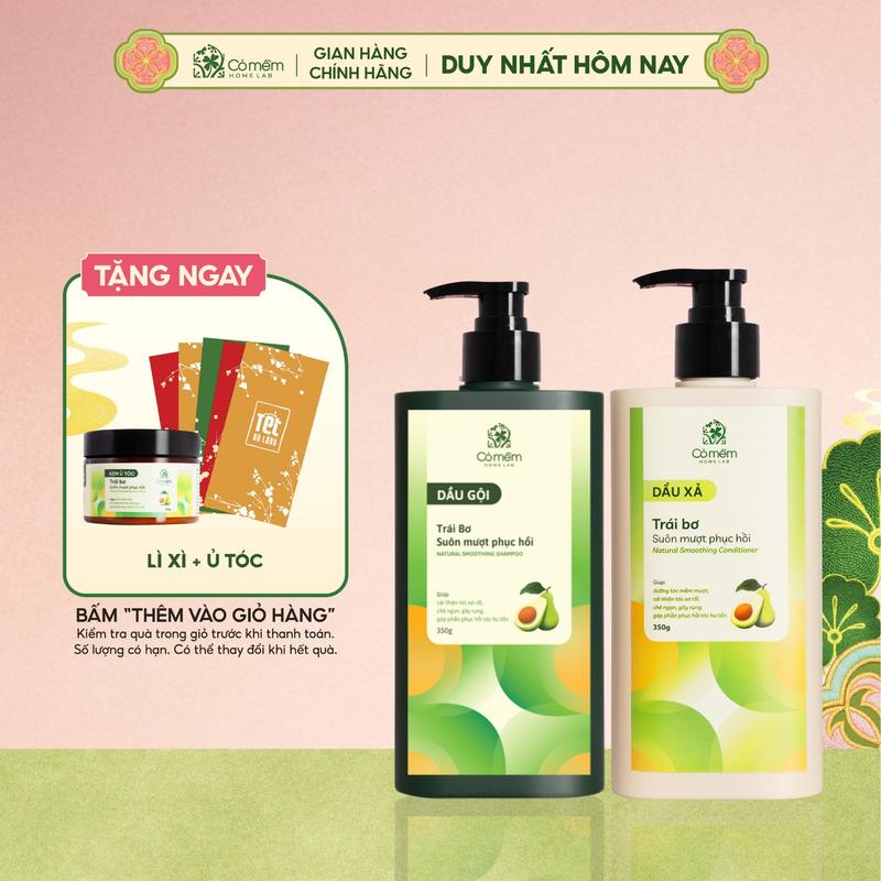  Combo 2 Sản Phẩm Dầu Gội Dầu Xả Tóc Suôn Mượt Phục Hồi Trái Bơ Cỏ Mềm 
