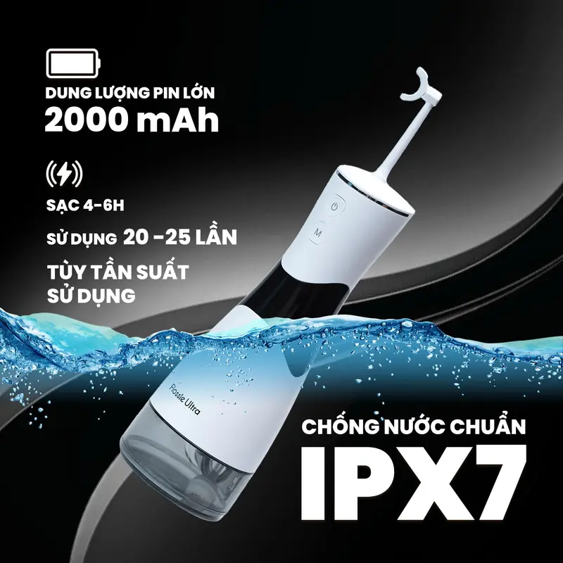 [ĐỘC QUYỀN HUỲNH TOÀN] Flossie Ultra - Máy tăm nước 2 chiều phiên bản mới - 6 Cải tiến vượt trội - Tối đa hoá trải nghiệm làm sạch răng miệng #TNFUL 5