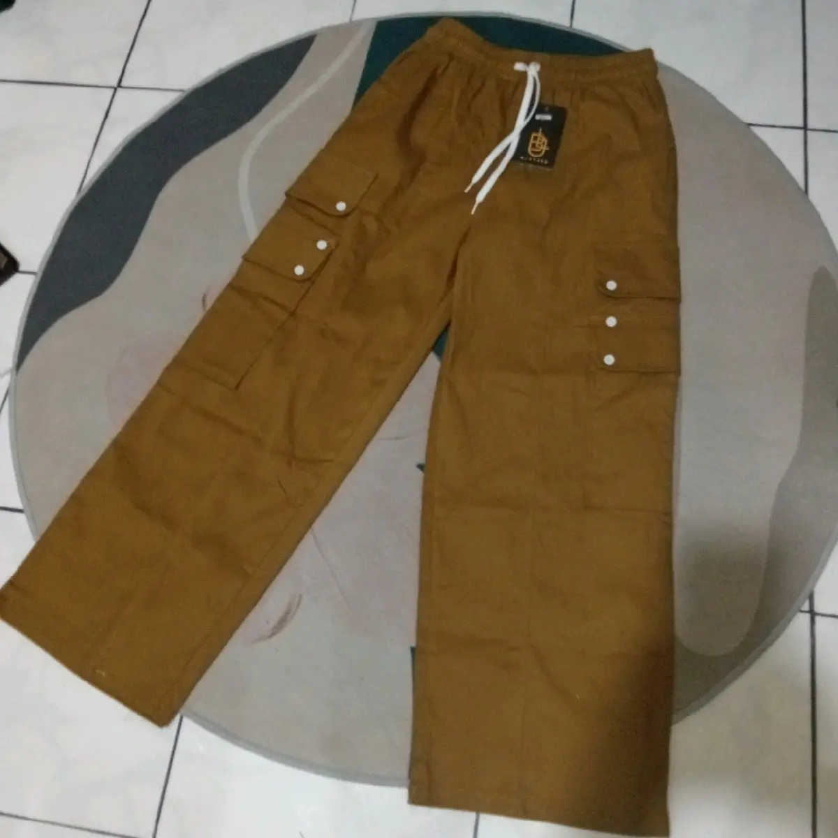 cargo kulot kantong samping kancing