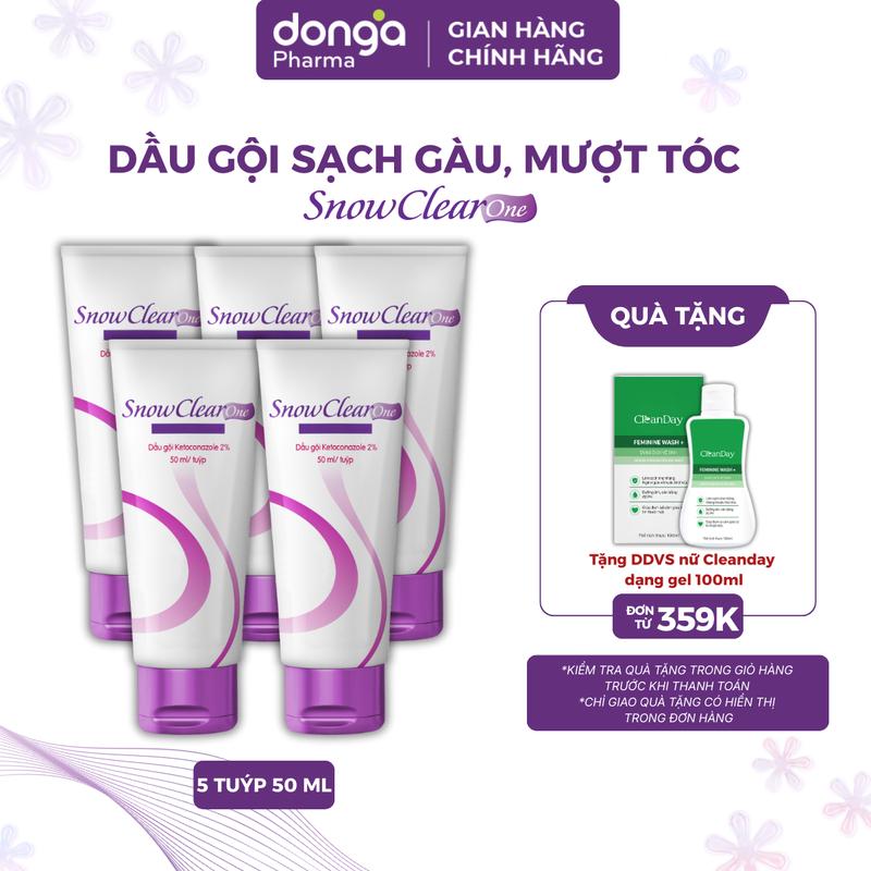  Combo 5 tuýp 50ml - Dầu gội SnowClear One tác động kép chiết xuất dầu dừa thiên nhiên 