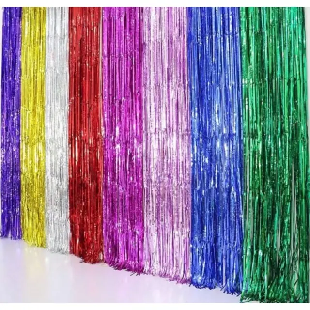 COD (YBL) Tirai Dekorasi Kantor Kelas Pesta Ulang Tahun Tirai Rumbai Plastik Chrome Foil 99 x 180 Cm Foil Curtain Backdrop Curtain Selinger Metalik t Murah (BELI LOKAL) 5