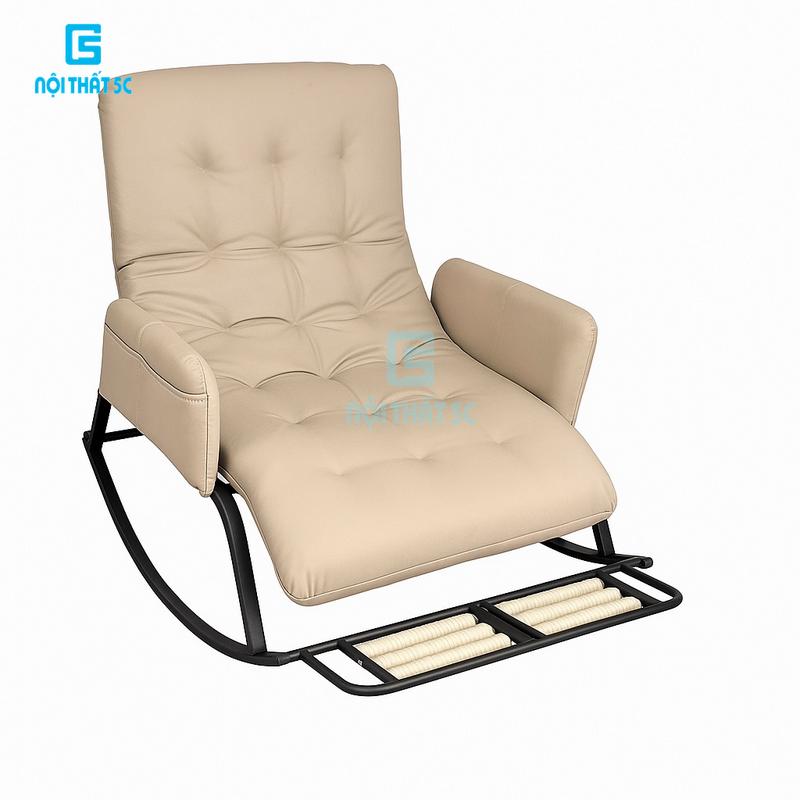 Nội Thất 5C Ghế Thư Giãn Đôi Ghế Bập Bênh Có Con Lăn Massage Chân Đệm Mút Dày Da PU & Canvas Khung Sắt Sơn Tĩnh Điện Oval Thích Hợp Mẹ Bầu Người Lớn Bé Thiết Kế Rộng Rãi Hàng Việt Nam
