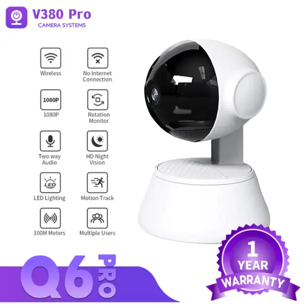 V380 PRO CCTV Camera Wifi Connect to Phone 1080P IP Camera 360 Degree WiFi Mini Portable In