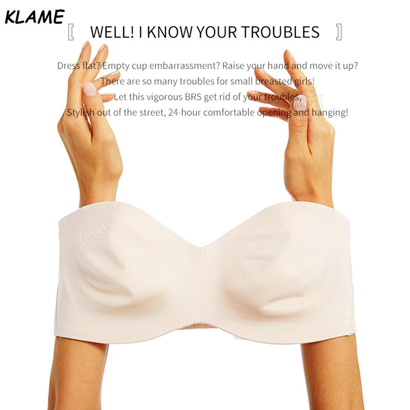 KLAME 34-44BCDEFG Plus Size Bra For Women Detachable-Strap Bandeau Bra Female Strapless Bras High Quality 3/4 Cup Bralette Sexy Breathable Thin Cup Brassiere Lingerie YML848 1